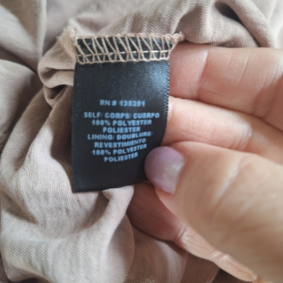 Fraiche by J Tie Balloon Jumpsuit Collared 3/4 Sleeve Taupe Womens Size S - Picture 8 of 9